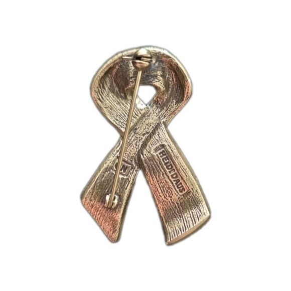 Heidi Daus "Sparkle Strong" Crystal Ribbon Brooch Pin - Picture 3 of 3